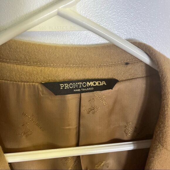 Prontomoda Solid Camel Lambs Wool Cashmere Blazer Size 48R - Picture 5 of 14